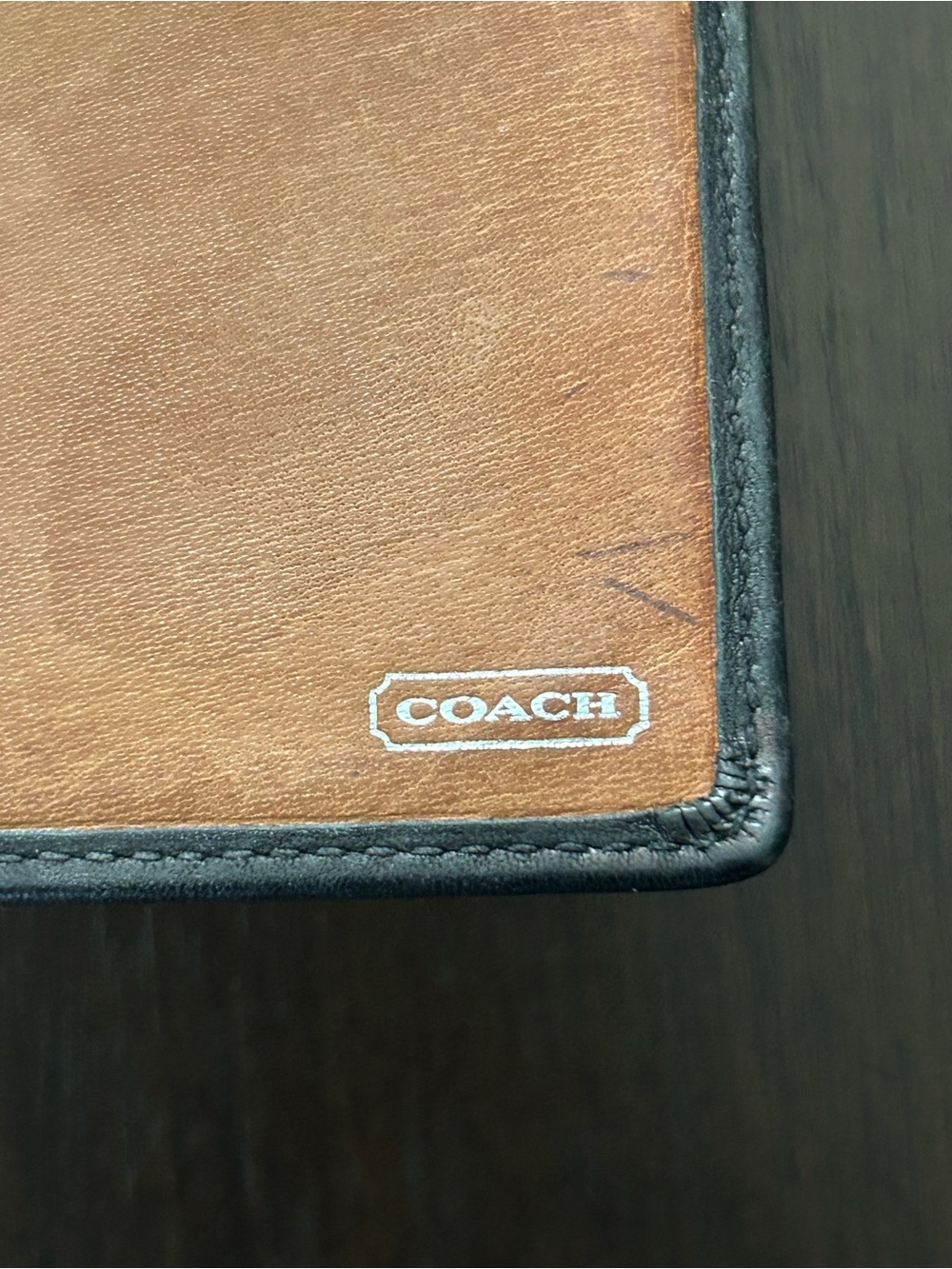 Vintage Coach Soho Black Leather Buckle Trifold Slim Envelope Wallet‎ Clutch